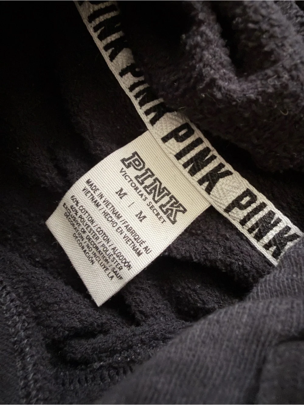 PINK Victoria's Secret Black & Light Gray Colorblock Hoodie - Picture 3 of 3